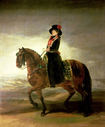 Ruiterportret van koningin Maria Luisa, vrouw van koning Karel IV van Spanje, 1799 door Francisco de Goya